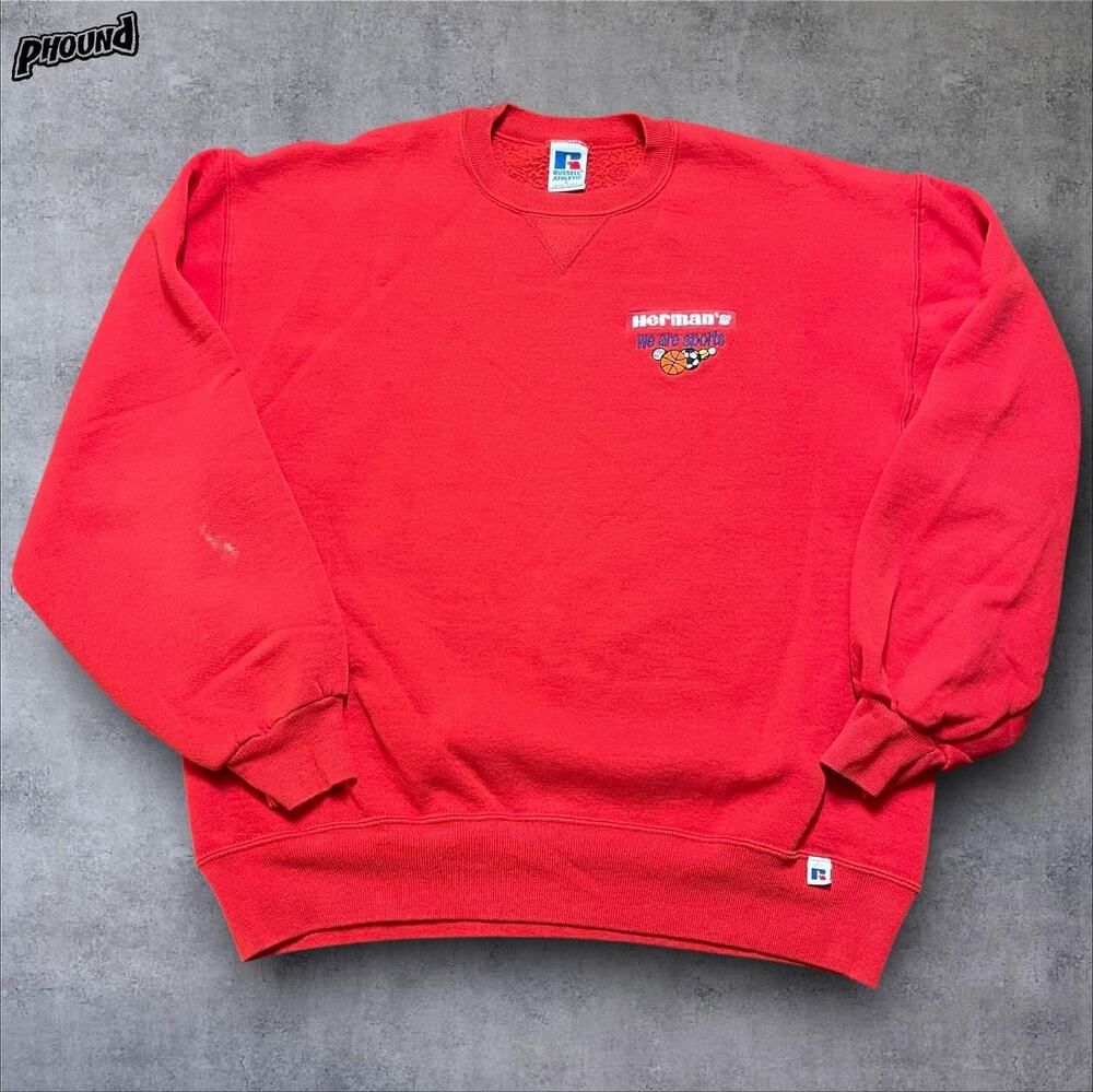 Vintage Russell Athletic Sweatshirt Mens Large Herman's We Are Sports USA 90s